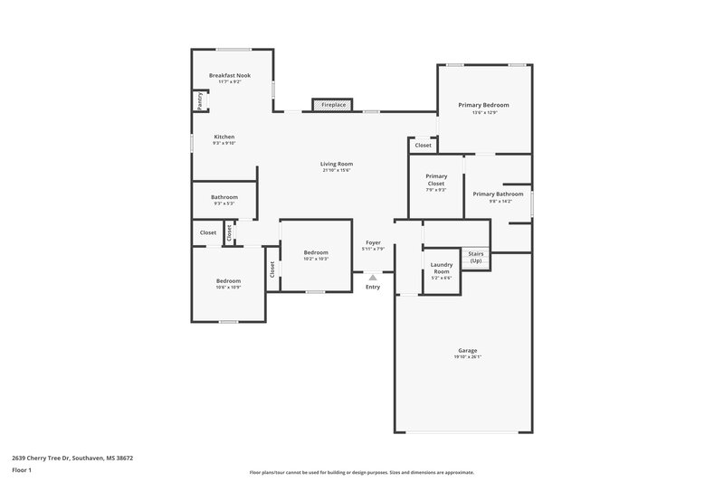 2,185/Mo, 2639 Cherry Tree Dr Southaven, MS 38672 Floor Plan View
