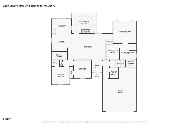 2,205/Mo, 2639 Cherry Tree Dr Southaven, MS 38672 Floor Plan View