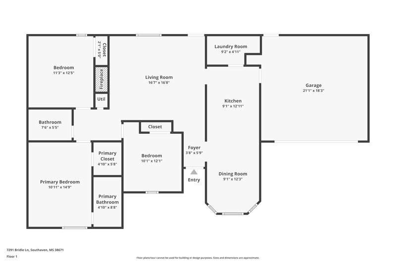 1,790/Mo, 7291 Bridle Ln Southaven, MS 38671 Floor Plan View