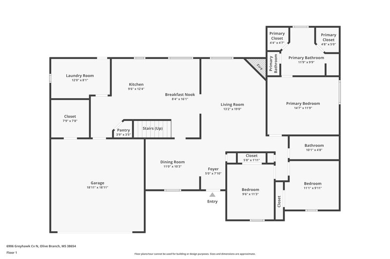 2,480/Mo, 6906 Greyhawk Cv N Olive Branch, MS 38654 Floor Plan View