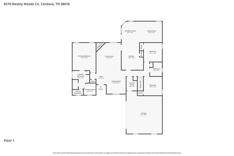 2,240/Mo, 8270 Wesley Woods Cir Cordova, TN 38018 Floor Plan View