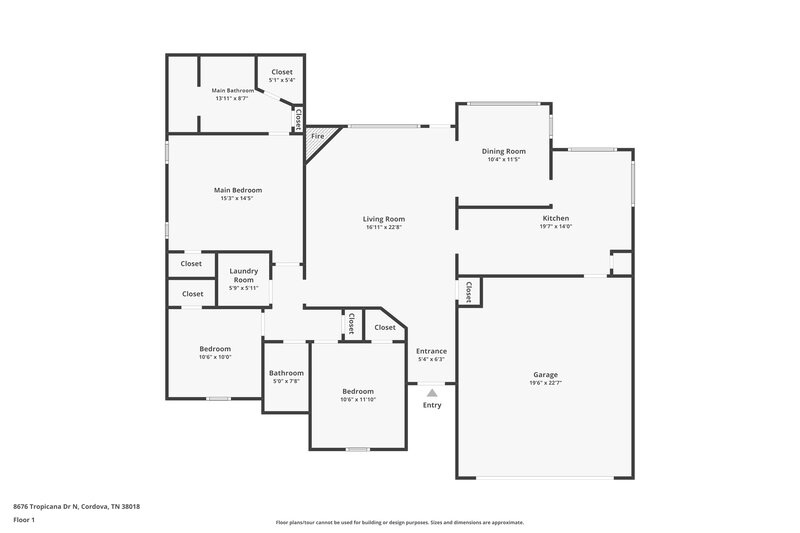 1,830/Mo, 8676 Tropicana Dr N Cordova, TN 38018 Floor Plan View