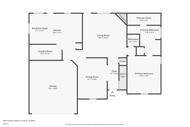 2,060/Mo, 8289 Crimson Creek Dr Cordova, TN 38016 Floor Plan View 2