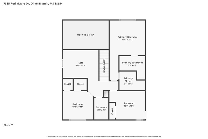 1,915/Mo, 7335 Red Maple Dr Olive Branch, MS 38654 Floor Plan View 2