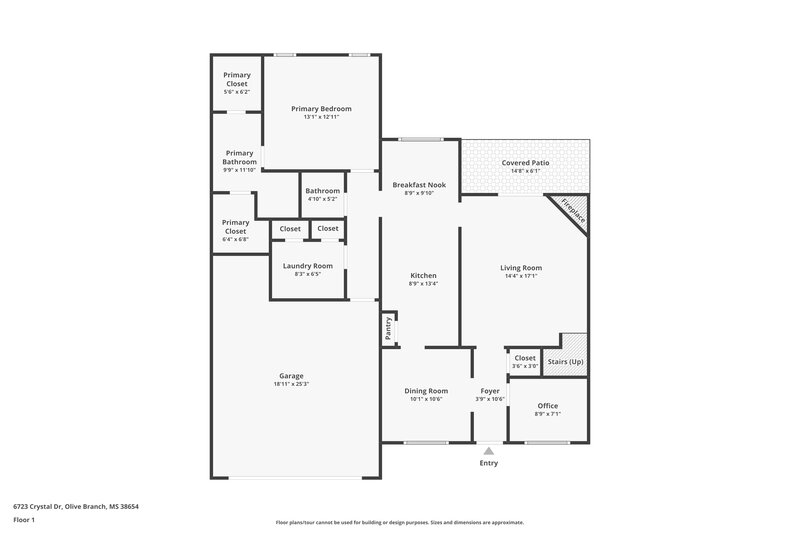 2,015/Mo, 6723 Crystal Dr Olive Branch, MS 38654 Floor Plan View