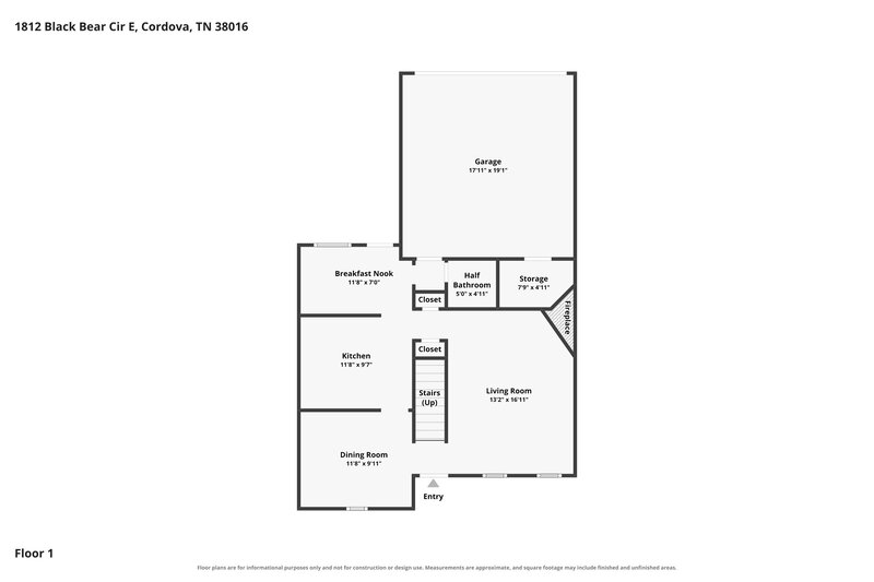1,590/Mo, 1812 Black Bear Cir E Cordova, TN 38016 Floor Plan View