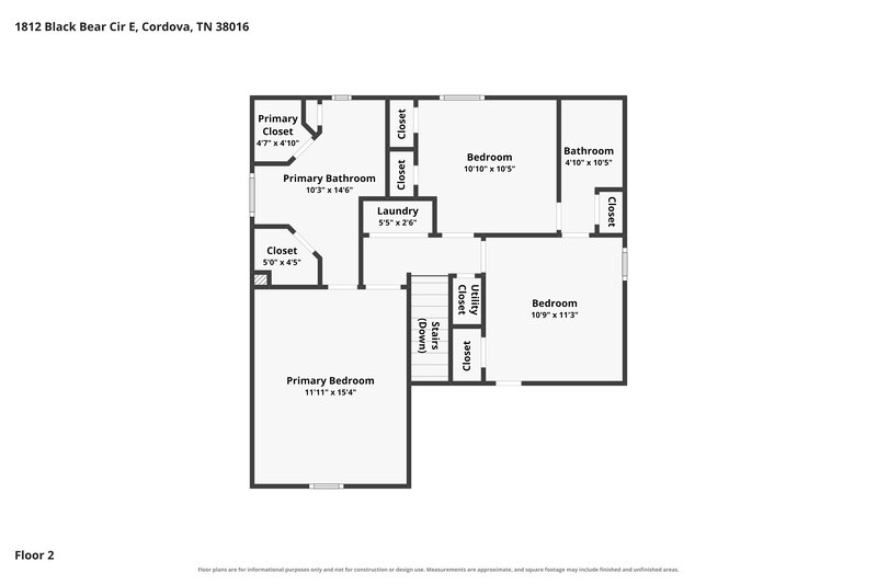 1,590/Mo, 1812 Black Bear Cir E Cordova, TN 38016 Floor Plan View 2