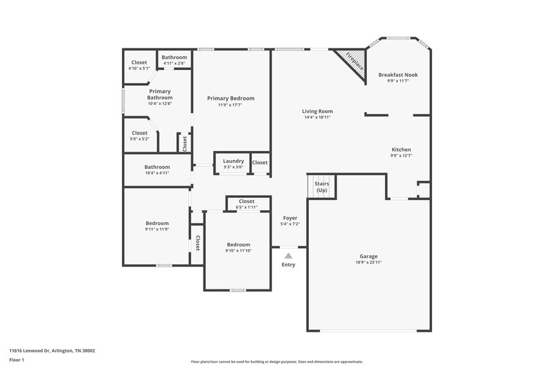 1,910/Mo, 11616 Leewood Dr Arlington, TN 38002 Floorplan View