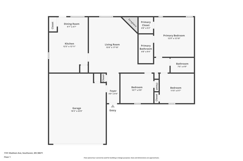 1,720/Mo, 1741 Madison Ave Southaven, MS 38671 Floor Plan View