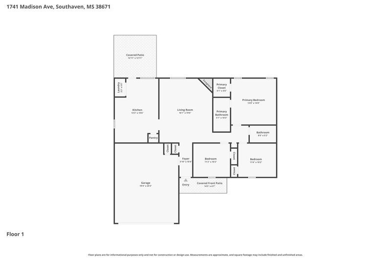 1,705/Mo, 1741 Madison Ave Southaven, MS 38671 Floor Plan View