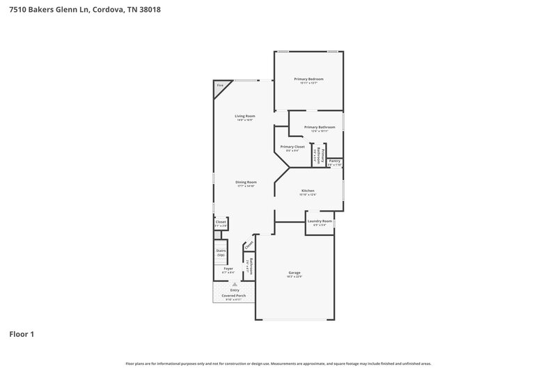 1,845/Mo, 7510 Bakers Glenn Ln Cordova, TN 38018 Floor Plan View