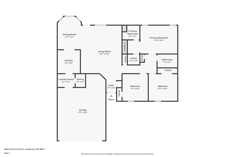 1,690/Mo, 1806 Central Trails Dr Southaven, MS 38671 Floor Plan View
