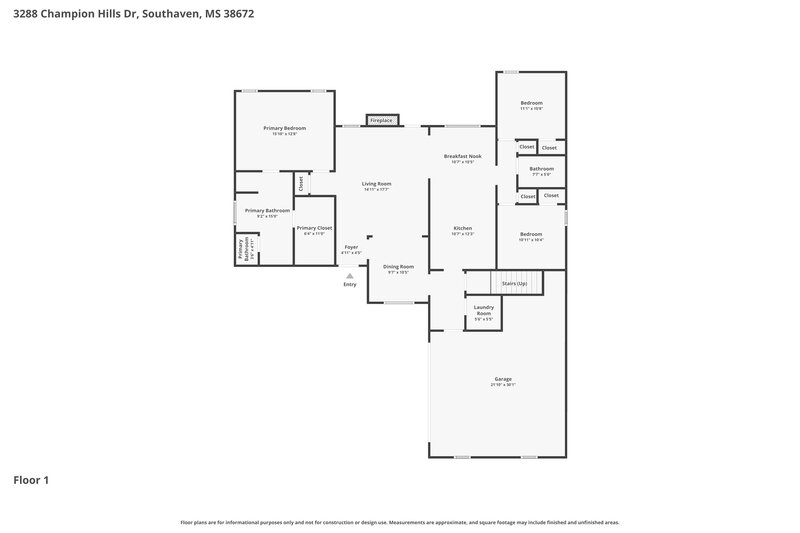 2,495/Mo, 3288 Champion Hills Dr Southaven, MS 38672 Floor Plan View