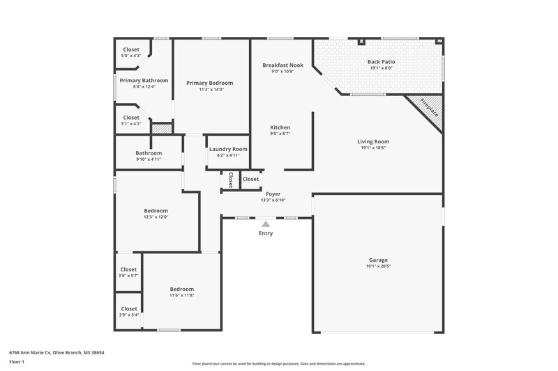 1,825/Mo, 6768 Ann Marie Cv Olive Branch, MS 38654 Floor Plan View