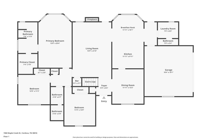 2,100/Mo, 1960 Maple Creek Dr Cordova, TN 38016 Floor Plan View