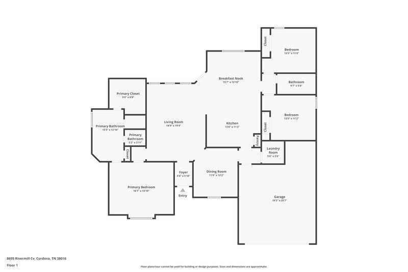 1,835/Mo, 8695 River Mill Cv Cordova, TN 38016 Floor Plan View