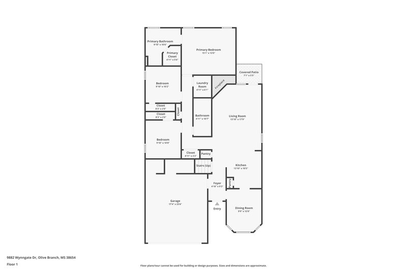 1,880/Mo, 9882 Wynngate Dr Olive Branch, MS 38654 Floorplan View