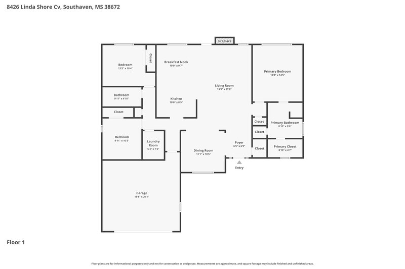 2,030/Mo, 8426 Linda Shore Cv Southaven, MS 38672 Floor Plan View