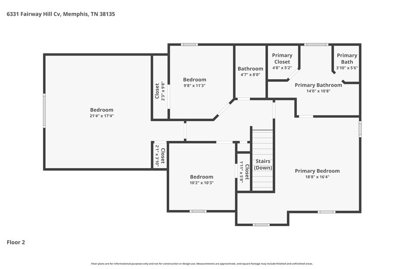 2,295/Mo, 6331 Fairway Hill Cv Bartlett, TN 38135 Floor Plan View 2