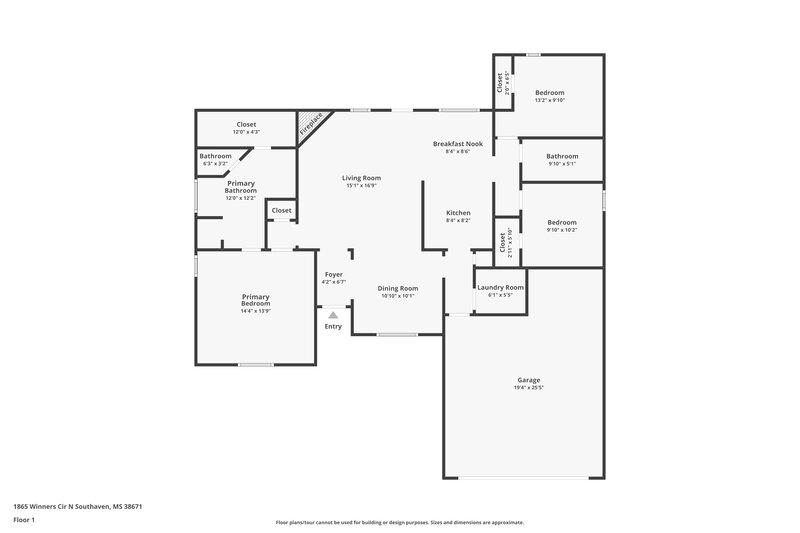 1,895/Mo, 1865 Winners Cir N Southaven, MS 38671 Floor Plan View