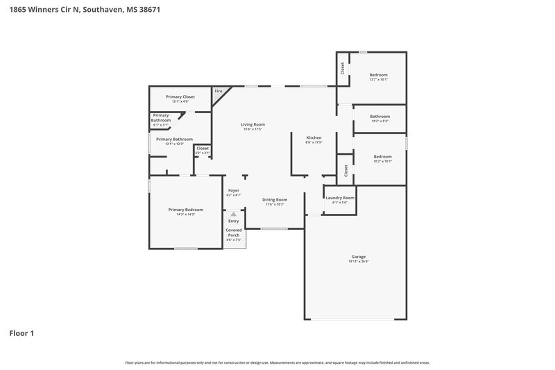 1,885/Mo, 1865 Winners Cir N Southaven, MS 38671 Floor Plan View