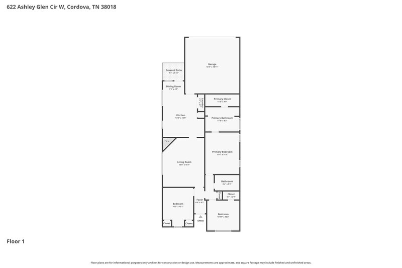 1,690/Mo, 622 Ashley Glen Cir W Cordova, TN 38018 Floor Plan View