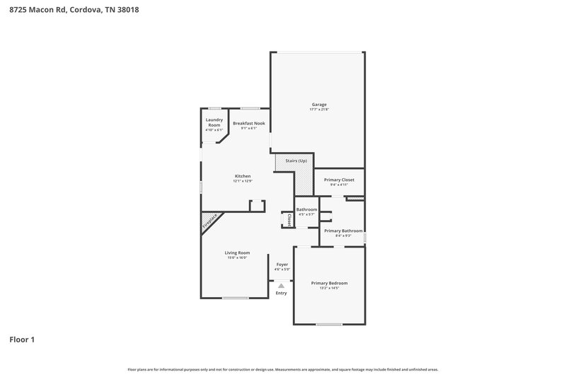 1,725/Mo, 8725 Macon Rd Cordova, TN 38018 Floor Plan View