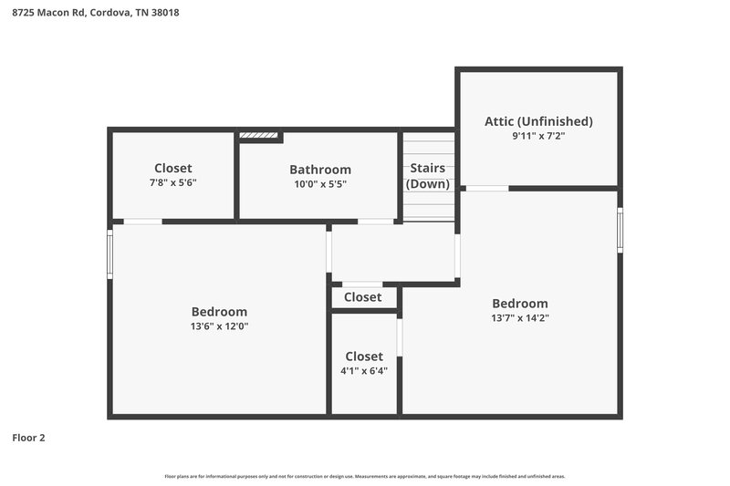 1,725/Mo, 8725 Macon Rd Cordova, TN 38018 Floor Plan View 2