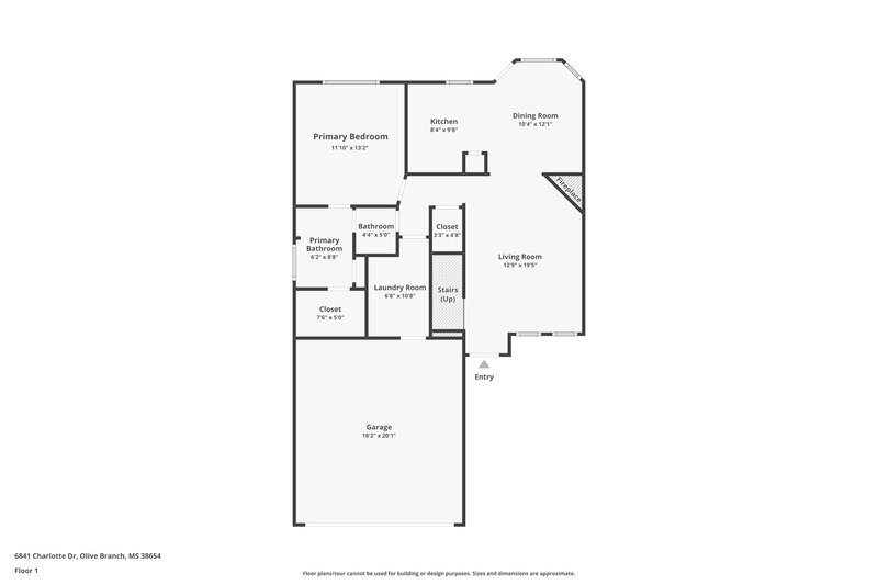 1,695/Mo, 6841 Charlotte Dr Olive Branch, MS 38654 Floor Plan View