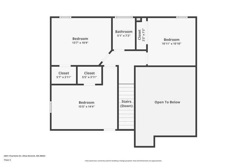 1,695/Mo, 6841 Charlotte Dr Olive Branch, MS 38654 Floor Plan View 2