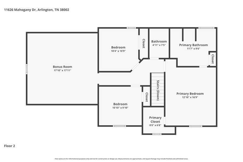 2,135/Mo, 11626 Mahogany Dr Arlington, TN 38002 Floor Plan View 2