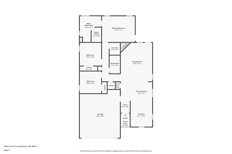 1,685/Mo, 5794 Carrel Cv Southaven, MS 38671 Floor Plan View