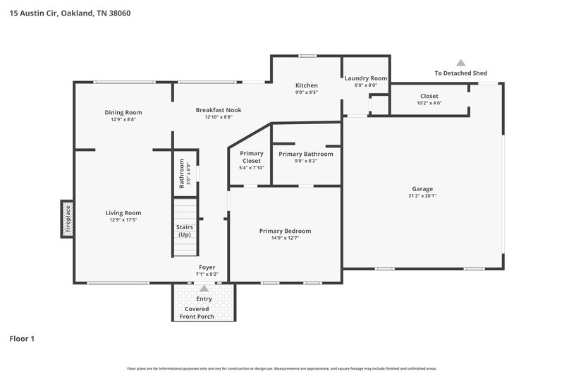 2,290/Mo, 15 Austin Cir Oakland, TN 38060 Floor Plan View 2