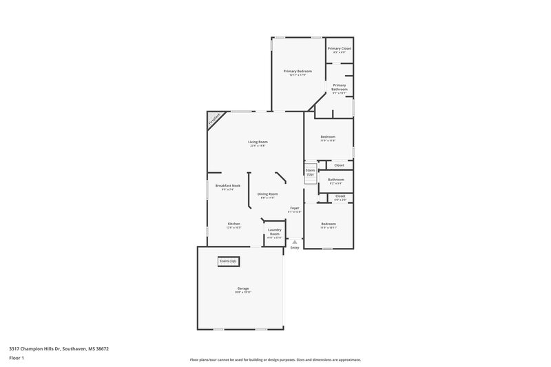 1,990/Mo, 3317 Champion Hills Drive Southaven, MS 38672 Floor Plan View