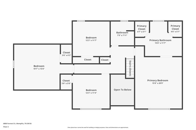 2,515/Mo, 6808 Forrest Circle Bartlett, TN 38135 Floor Plan View 2