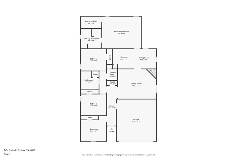 2,610/Mo, 9434 Eckley Pl Cordova, TN 38018 Floor Plan View