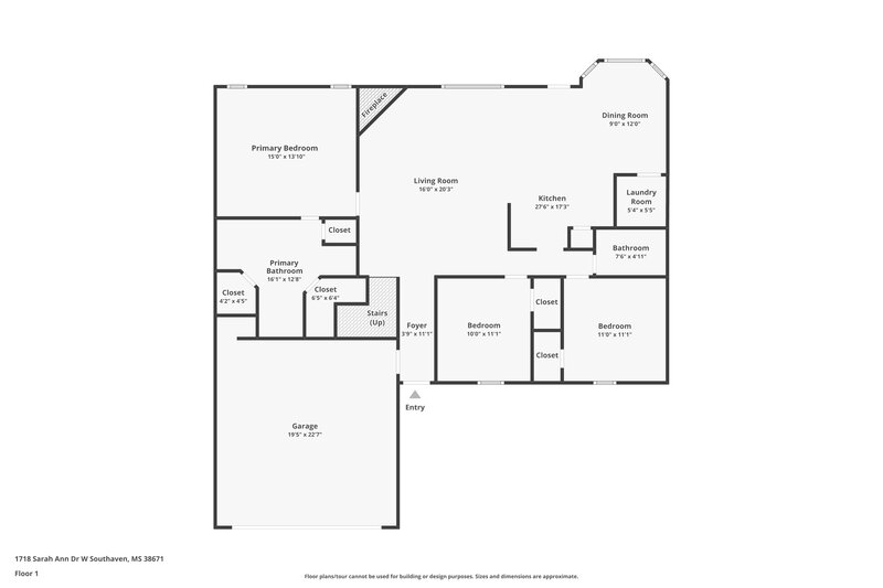 1,660/Mo, 1718 W Sarah Ann Dr Southaven, MS 38671 Floor Plan View