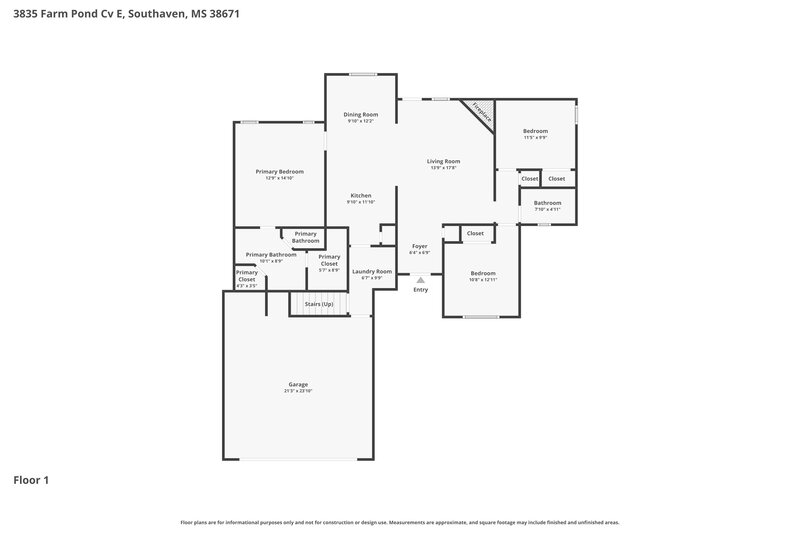 2,025/Mo, 3835 Farm Pond Cv E Southaven, MS 38671 Floorplan View