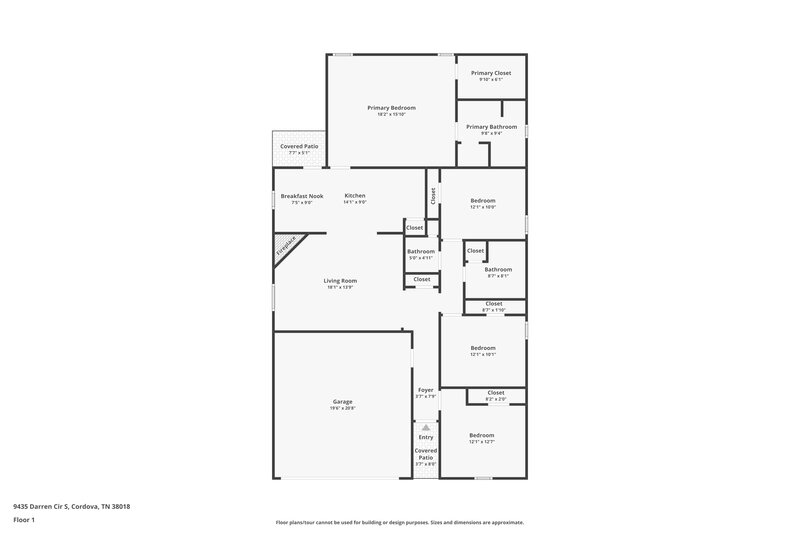 1,885/Mo, 9435 Darren Cir S Cordova, TN 38018 Floor Plan View