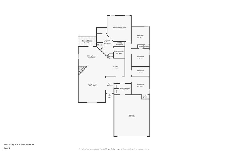 1,795/Mo, 9470 Eckley Pl Cordova, TN 38018 Floorplan View