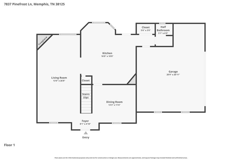 2,115/Mo, 7837 Pinefrost Ln Memphis, TN 38125 Floor Plan View