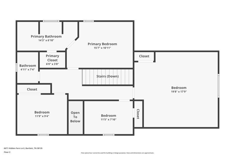 1,940/Mo, 6671 Hidden Fern Ln E Bartlett, TN 38135 Floor Plan View 2