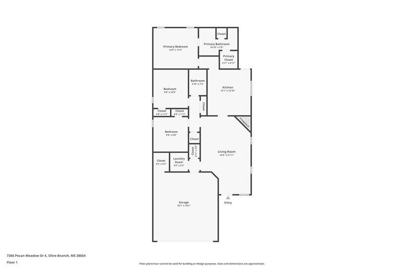 1,590/Mo, 7366 Pecan Meadow Dr E Olive Branch, MS 38654 Floor Plan View