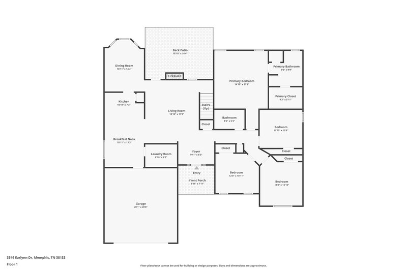 1,915/Mo, 3549 Earlynn Dr Bartlett, TN 38133 Floor Plan View