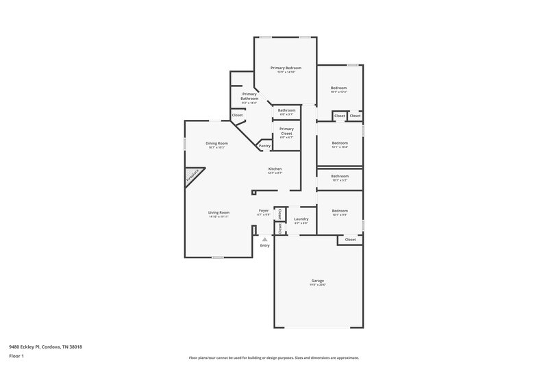 2,610/Mo, 9480 Eckley Pl Cordova, TN 38018 Floor Plan View