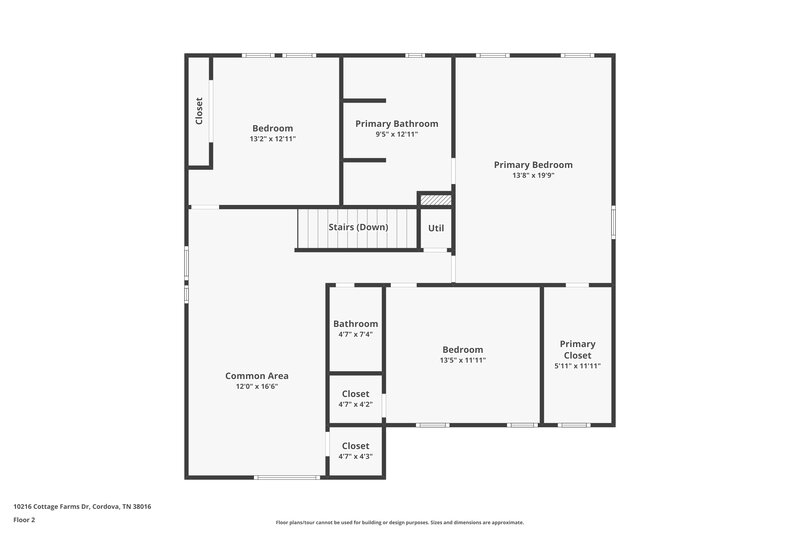 1,585/Mo, 10216 Cottage Farms Dr Cordova, TN 38016 Floor Plan View 2