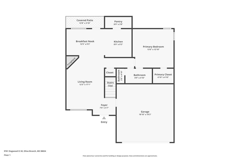 1,810/Mo, 9761 W Dogwood Court Olive Branch, MS 38654 Floor Plan View