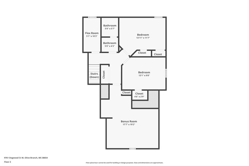 1,810/Mo, 9761 W Dogwood Court Olive Branch, MS 38654 Floor Plan View 2