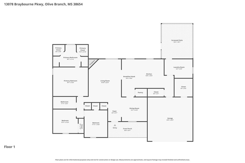 2,065/Mo, 13078 Braybourne Pkwy Olive Branch, MS 38654 Floor Plan View