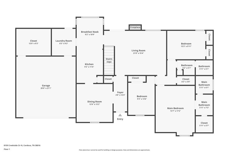 1,735/Mo, 8159 N Creekside Cir Memphis, TN 38016 Floor Plan View